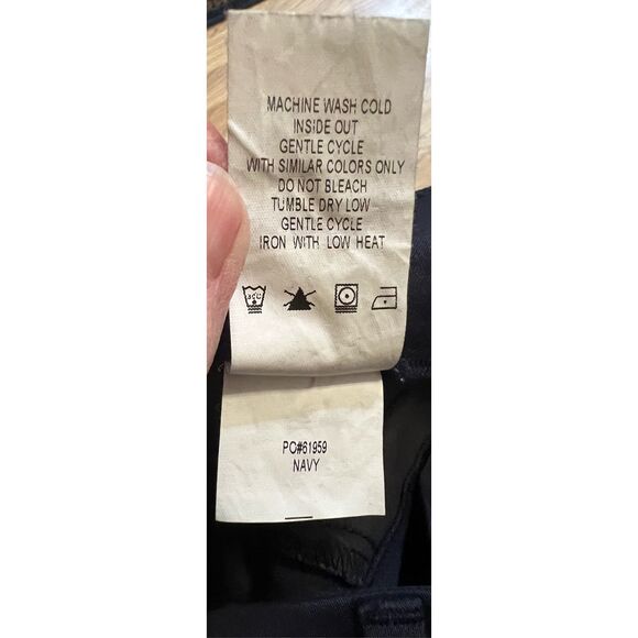 Level 99 Navy Francis Lacey Double Welt Zip Trouser Size 32 P Ankle Slit Stretch - Picture 12 of 12